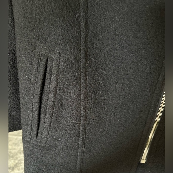 Club Monaco Reeta Women’s Wool & Italian Leather Long Moto Biker Coat Size Small - Picture 5 of 5